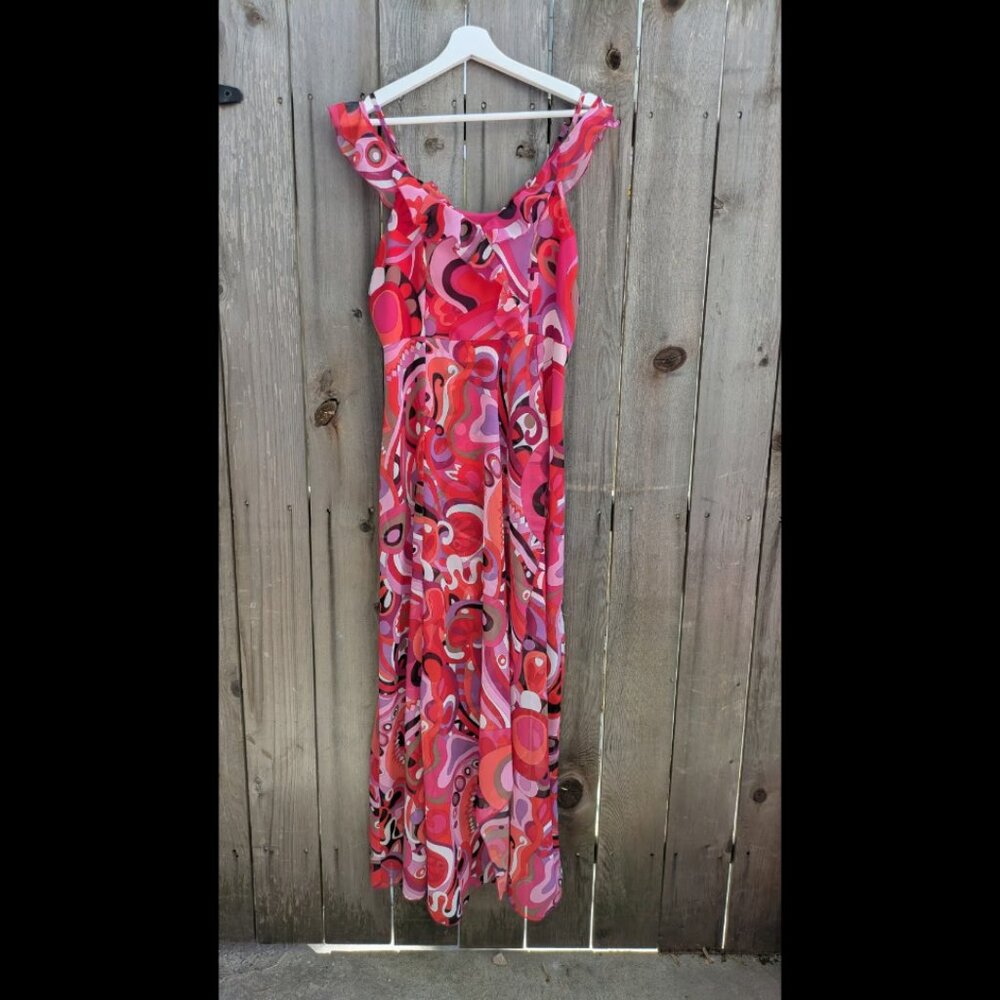 Nadine Milano Long Formal Dress Cocktail Party Red & Purple Sleeveless Size 6/M